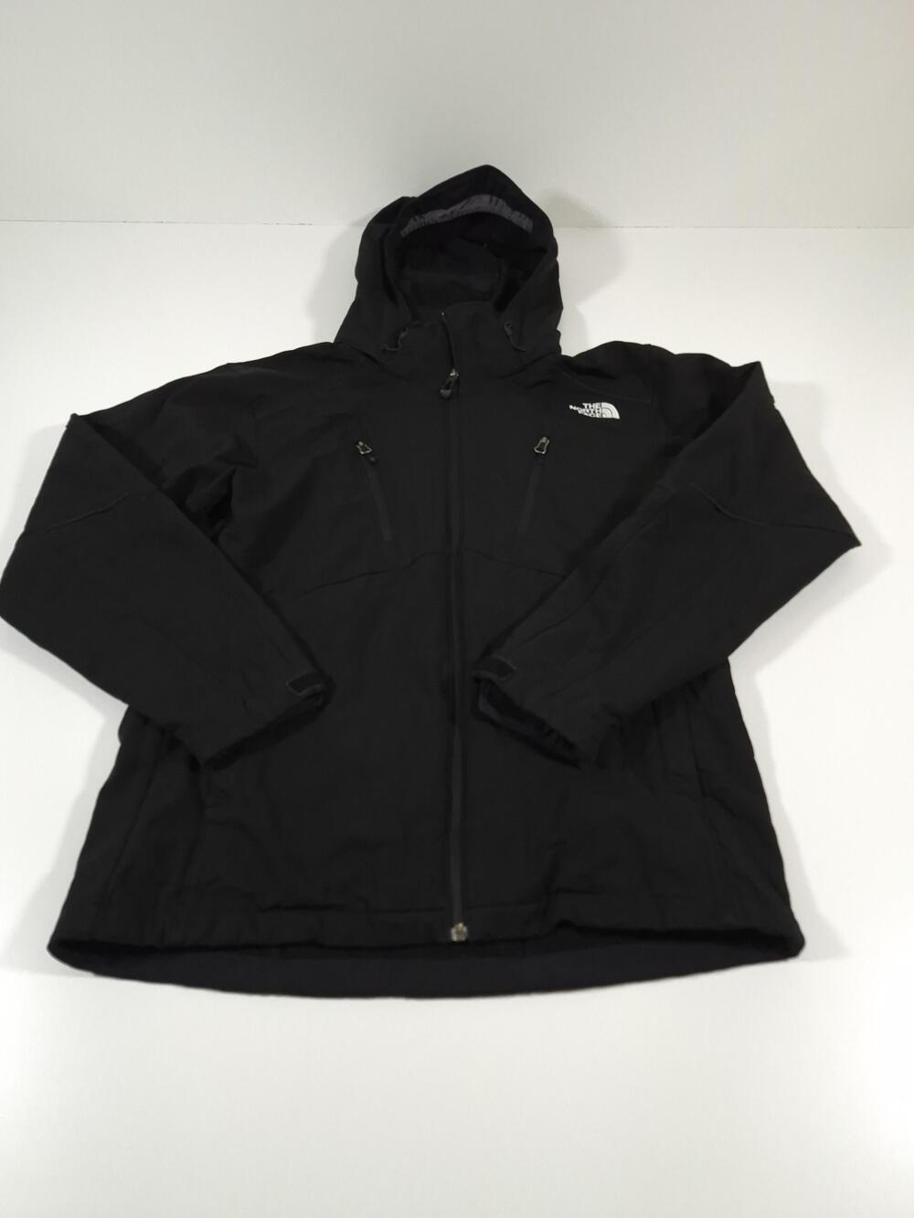 The North Face Jacket Mens S Black Softshell Hooded Full Zip Windbreaker Hiking
